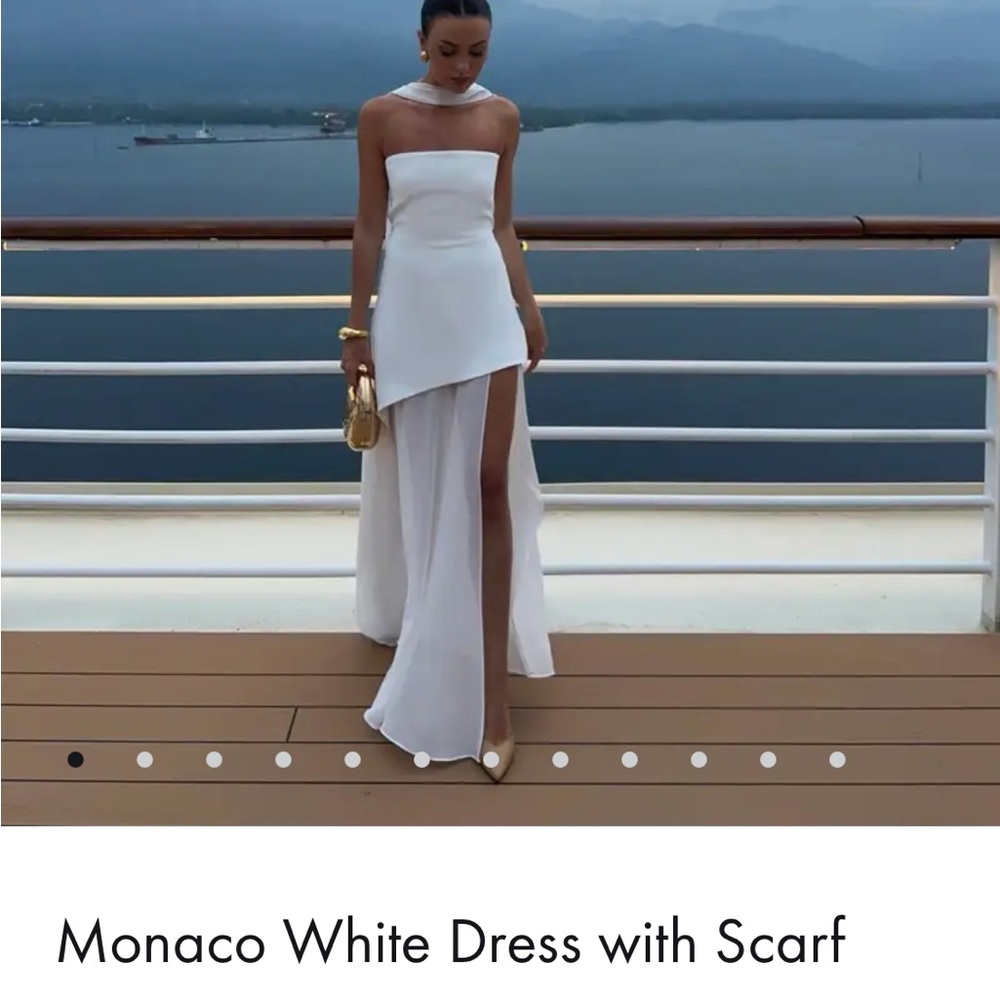 Monaco White Dress with Scarf